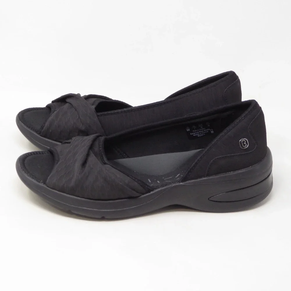 Bzees Womens Remix Sandals Black Fabric Open Toe Wedge 9W